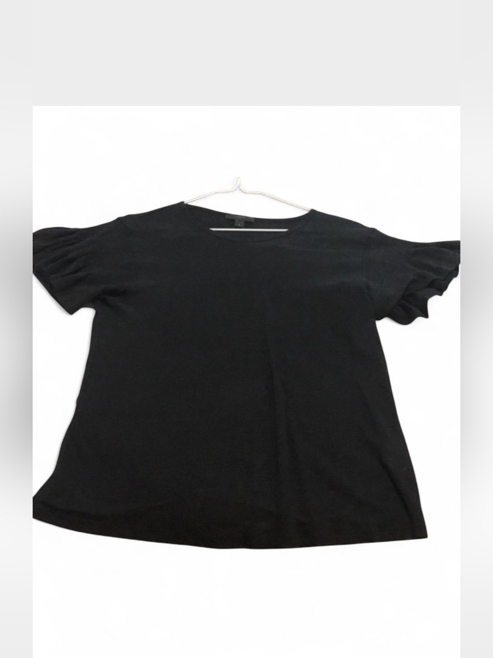 J. Crew Black Short Sleeve Ruffle Tee